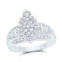 10K White Gold Round Diamond Oval Bridal Engagement Nicoles Dream Collection Ring Size 6 1 Cttw