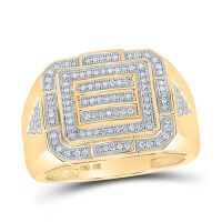 10K Yellow Gold Round Diamond Cluster Ring 0.33 Cttw