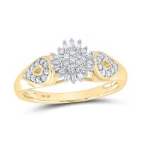 10K Yellow Gold Round Diamond Cluster Ring 0.25 Cttw