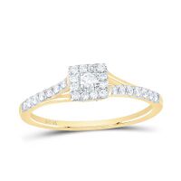 10K Yellow Gold Round Diamond Halo Promise Ring 0.25 Cttw
