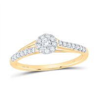 10K Yellow Gold Round Diamond Halo Promise Ring 0.25 Cttw