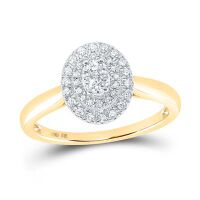 10K Yellow Gold Round Diamond Oval Ring 0.33 Cttw