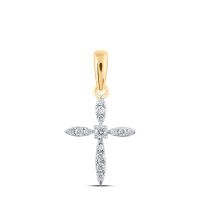 10K Yellow Gold Round Diamond Cross Pendant 0.10 Cttw