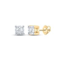 14K Yellow Gold Round Diamond Stud Earrings 0.17 Cttw