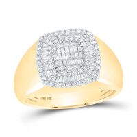 10K Yellow Gold Baguette Diamond Square Ring 0.75 Cttw