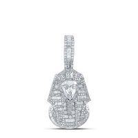 Sterling Silver Round Diamond Pharaoh Charm Pendant 2- 0.50 Cttw