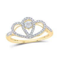 10K Yellow Gold Round Diamond Heart Nicoles Dream Collection Ring 0.20 Cttw
