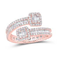 10K Rose Gold Baguette Diamond Cuff Eternity Band Ring 1- 0.63 Cttw