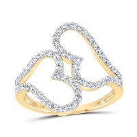 10K Yellow Gold Round Diamond Heart Nicoles Dream Collection Ring 0.63 Cttw