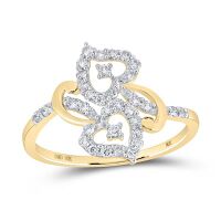 10K Yellow Gold Round Diamond Heart Nicoles Dream Collection Ring 0.38 Cttw