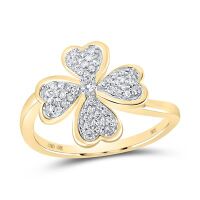 10K Yellow Gold Round Diamond Clover Heart Nicoles Dream Collection Ring 0.25 Cttw