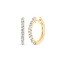 14K Yellow Gold Round Diamond Hoop Earrings 0.50 Cttw