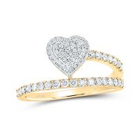 10K Yellow Gold Round Diamond Heart Band Nicoles Dream Collection Ring 0.50 Cttw