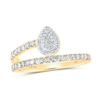 10K Yellow Gold Round Diamond Teardrop Band Nicoles Dream Collection Ring 0.38 Cttw