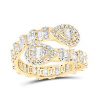 10K Yellow Gold Baguette Diamond Pear Cuff Band Nicoles Dream Collection Ring 1 Cttw