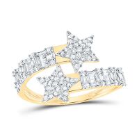 10K Yellow Gold Round Diamond Star Cuff Band Nicoles Dream Collection Ring 0.63 Cttw