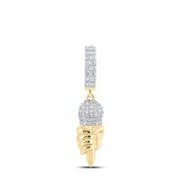 10K Yellow Gold Round Diamond Mic Microphone Charm Pendant 0.75 Cttw
