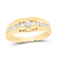 10K Yellow Gold Round Diamond Solitaire Band Ring 0.50 Cttw