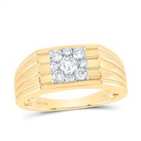 10K Yellow Gold Round Diamond Solitaire Band Ring 0.50 Cttw