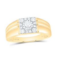 10K Yellow Gold Round Diamond Solitaire Band Ring 0.50 Cttw