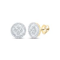 10K Yellow Gold Baguette Diamond Circle Earrings 0.63 Cttw