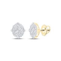 10K Yellow Gold Round Diamond Oval Earrings 0.38 Cttw