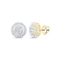 10K Yellow Gold Round Diamond Cluster Earrings 1- 0.25 Cttw