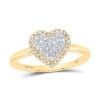 10K Yellow Gold Round Diamond Heart Nicoles Dream Collection Ring 0.25 Cttw