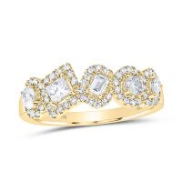 10K Yellow Gold Round Princess Pear Oval Diamond Nicoles Dream Collection Band Ring 0.75 Cttw