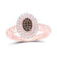 10K Rose Gold Round Brown Diamond Oval Nicoles Dream Collection Ring 0.25 Cttw