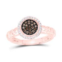10K Rose Gold Round Brown Diamond Cluster Nicoles Dream Collection Ring 0.25 Cttw