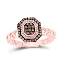 10K Rose Gold Round Brown Diamond Fashion Nicoles Dream Collection Ring 0.25 Cttw