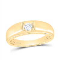 10K Yellow Gold Round Diamond Solitaire Band Ring 0.25 Cttw