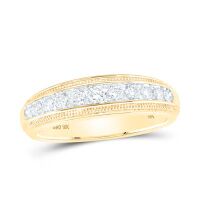 10K Yellow Gold Round Diamond Band Ring 0.50 Cttw