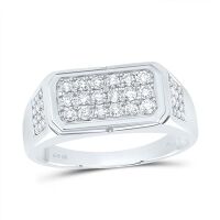 10K White Gold Round Diamond Band Ring 1 Cttw