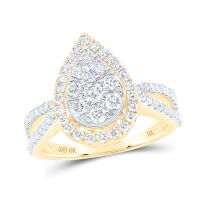 10K Yellow Gold Round Diamond Teardrop Nicoles Dream Collection Bridal Engagement Ring 1 Cttw