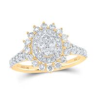 10K Yellow Gold Round Diamond Oval Cluster Nicoles Dream Collection Ring 1 Cttw