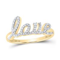 10K Yellow Gold Round Diamond Love Band Nicoles Dream Collection Ring 0.25 Cttw