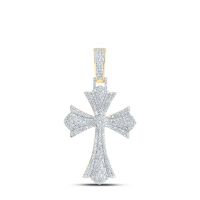 10K Yellow Gold Round Diamond Cross Charm Pendant 1- 0.33 Cttw