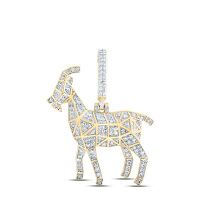 10K Yellow Gold Round Diamond Goat Charm Pendant 0.50 Cttw