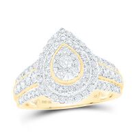 10K Yellow Gold Round Diamond Teardrop Cluster Nicole%27S Dream Collection Ring 1 Cttw