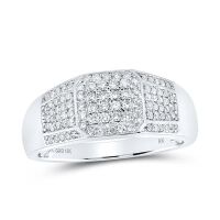10K White Gold Round Diamond Square Ring 0.50 Cttw