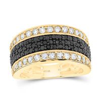 10K Yellow Gold Round Black Diamond Band Ring 1- 0.25 Cttw