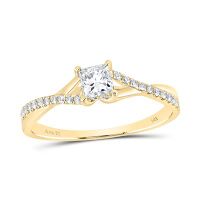 14K Yellow Gold Princess Diamond Solitaire Bridal Engagement Ring 0.50 Cttw (Certified)
