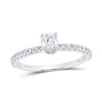 14K White Gold Round Diamond Solitaire Bridal Engagement Ring 0.63 Cttw (Certified)