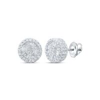 10K White Gold Baguette Diamond Circle Earrings 0.50 Cttw