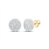 10K Yellow Gold Baguette Diamond Circle Earrings 0.75 Cttw