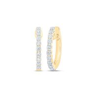 10K Yellow Gold Round Diamond Hoop Nicoles Dream Collection Earrings 0.25 Cttw