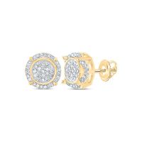 10K Yellow Gold Round Diamond Cluster Earrings 0.25 Cttw