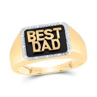 10K Yellow Gold Round Diamond Best Dad Band Ring 0.05 Cttw